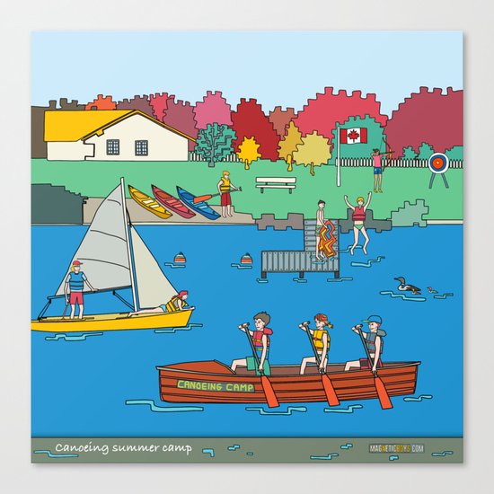 Canoeing Summer Camp Canvas Print