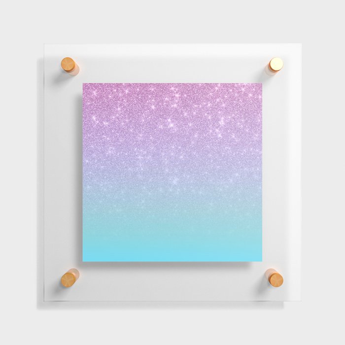 Girly Purple Blue Glitter Ombre Gradient Floating Acrylic Print