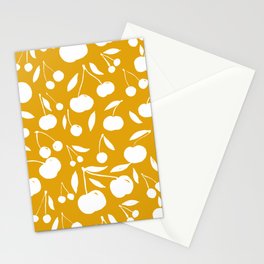 Cherries pattern - yellow ochre Stationery Card