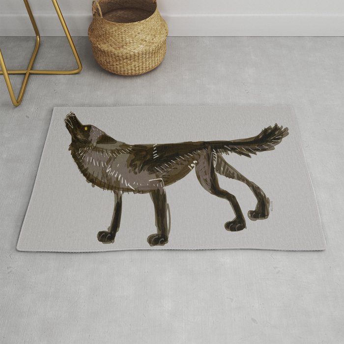 Totem Yukon Black Wolf Rug by Belette Le Pink Society6