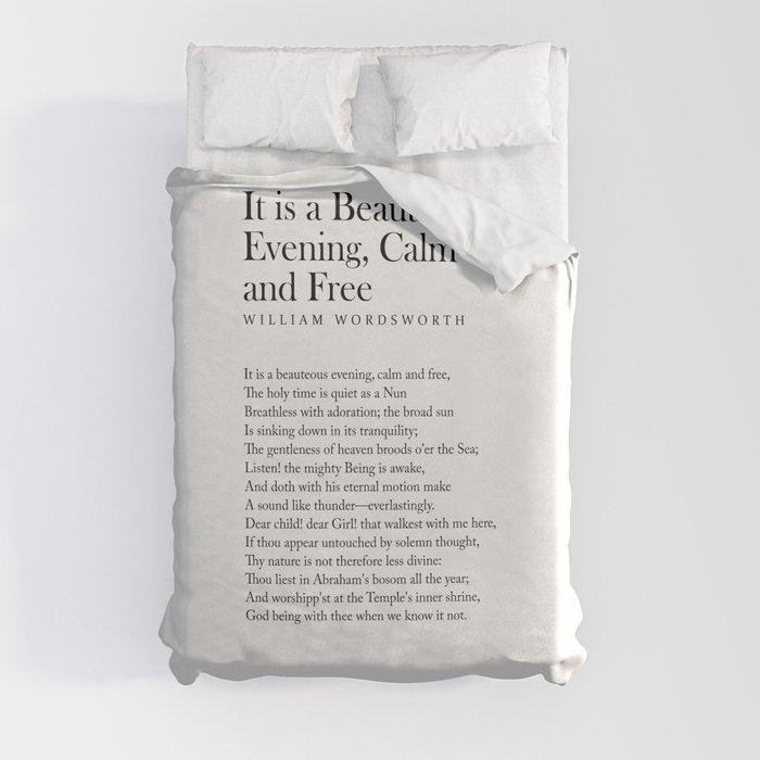 It is a Beauteous Evening, Calm and Free - William Wordsworth Poem - Literature - Typography Print 1 Duvet Cover