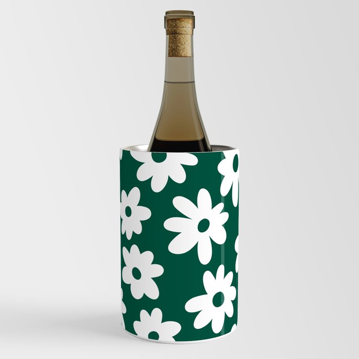 Daisy Flower Pattern (emerald green/white) Wine Chiller