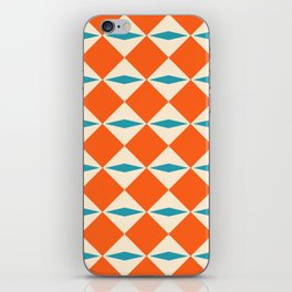 Geometric Diamond Pattern 823 Orange Turquoise and Beige iPhone Skin