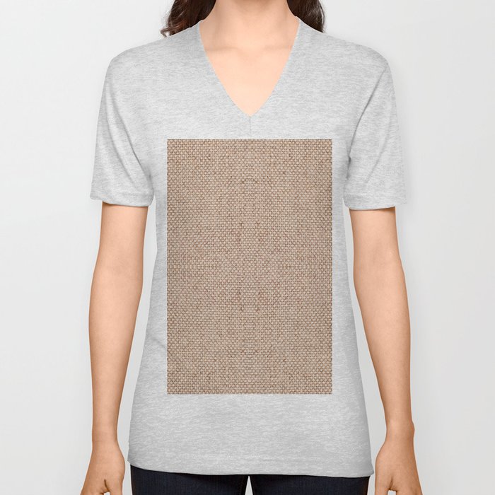 Beige flax cloth texture abstract V Neck T Shirt