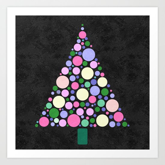 Christmas Tree Marble Art Print