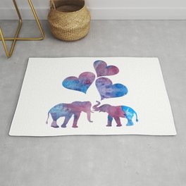 Elephants art Rug