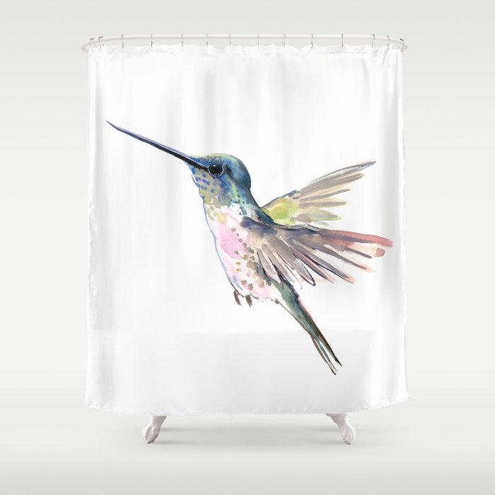 Flying Little Hummingbird Shower Curtain
