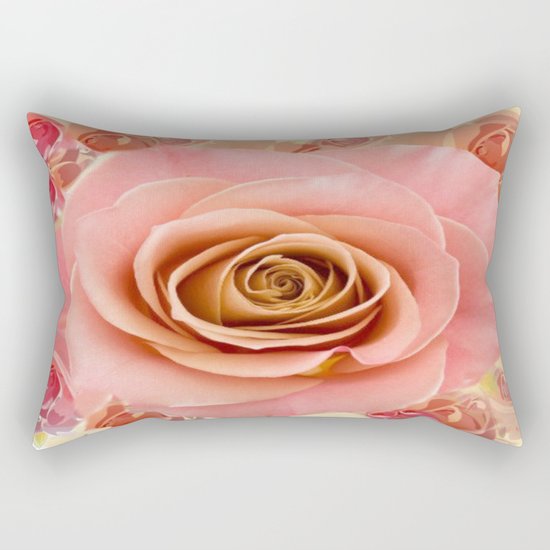 Peach Rose Garden Rectangular Pillow