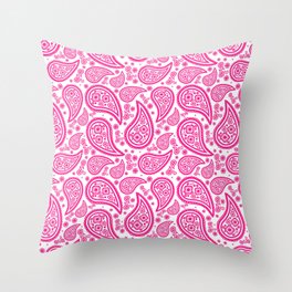 Paisley (Dark Pink & White Pattern) Throw Pillow