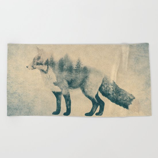 Fox and Forest - Shrinking Forest Beach Towel