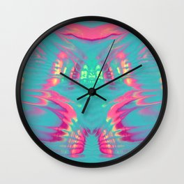 Rorschach Rainbow, Turquoise and Pink Wall Clock