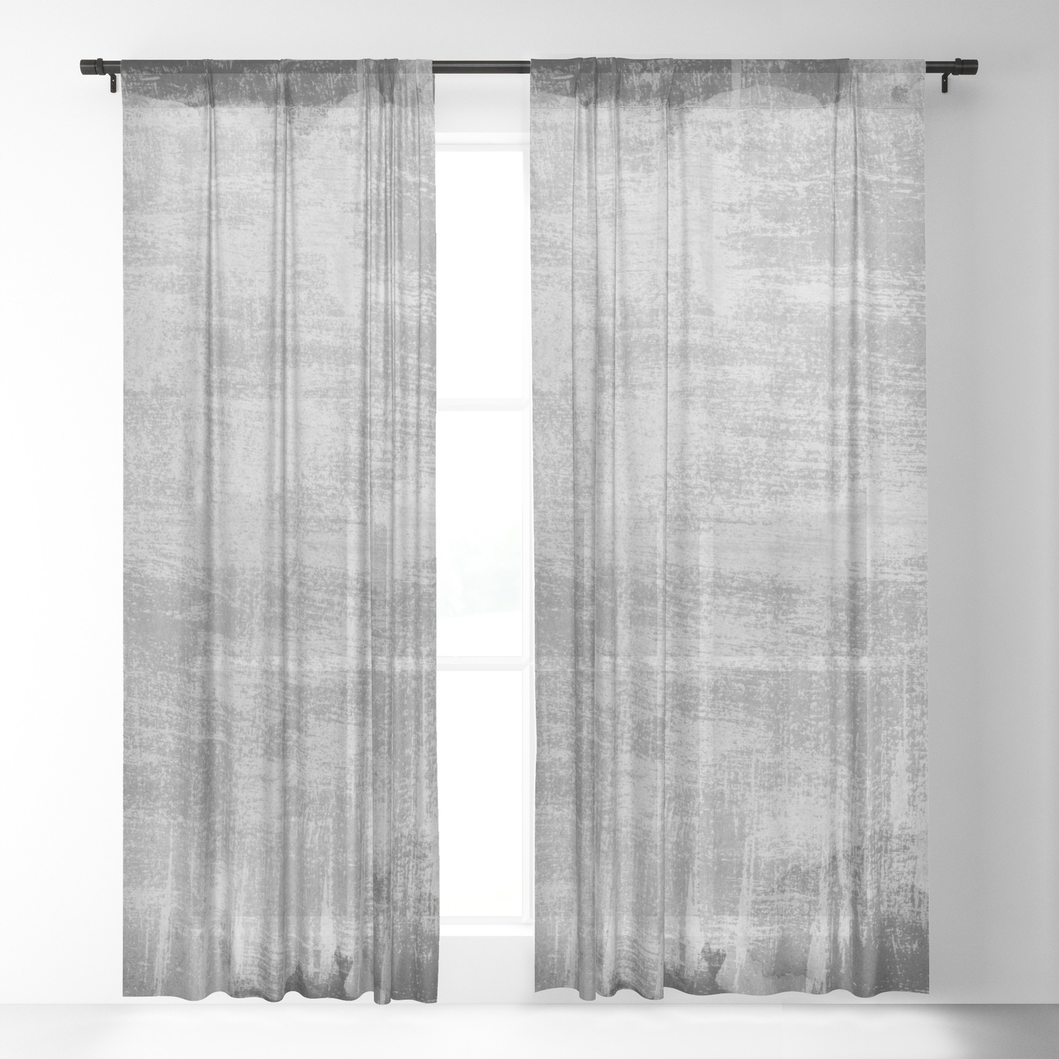 Minimal Black And White Abstract 07 Texture Sheer Curtain By