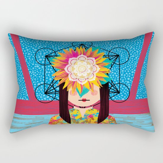 Sunflower Girl Rectangular Pillow