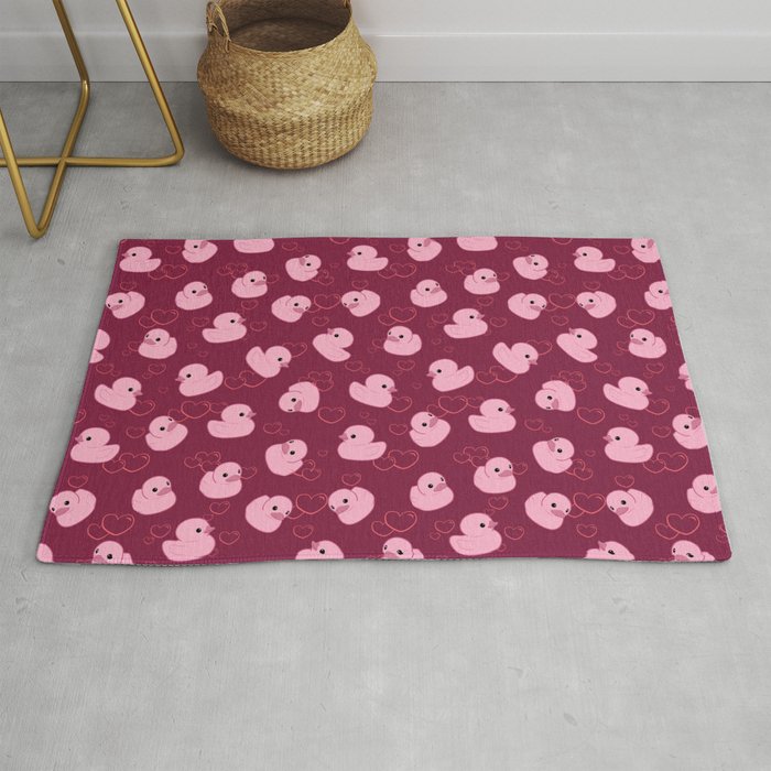 Pink toy duck with hearts Rug