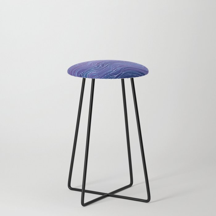 Lavender Blue Lace Marble Acrylic Abstraction Counter Stool