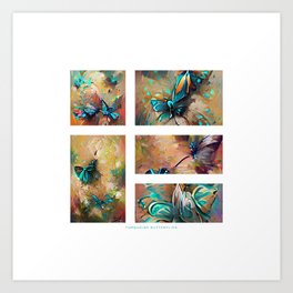 Turquoise Butterflies Art Print