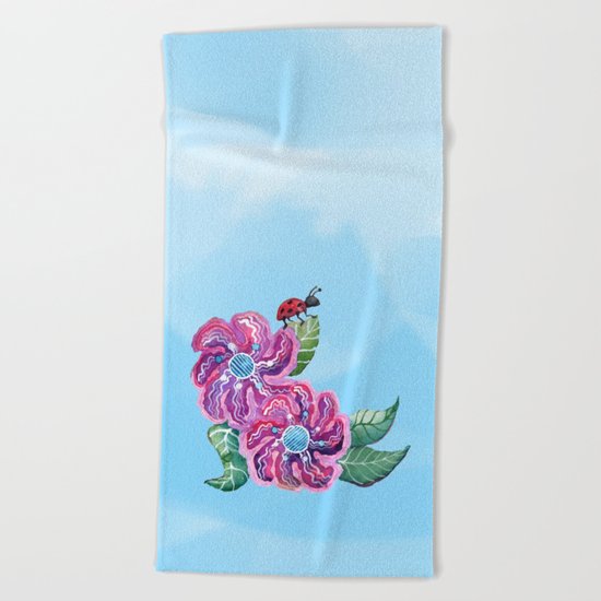 Contemplative Ladybug Beach Towel