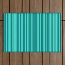 [ Thumbnail: Teal and Turquoise Colored Stripes Pattern Outdoor Rug ]