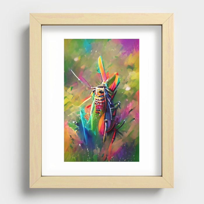 Colorful abstract Grasshopper Recessed Framed Print