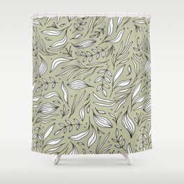 Green Leaf Swirl illustration Shower Curtain