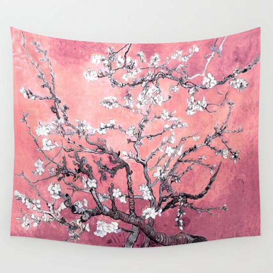 Pink Wall Tapestry van gogh almond blossoms : peachy pink wall tapestry Pink Wall Tapestry van gogh almond blossoms : peachy pink wall tapestry