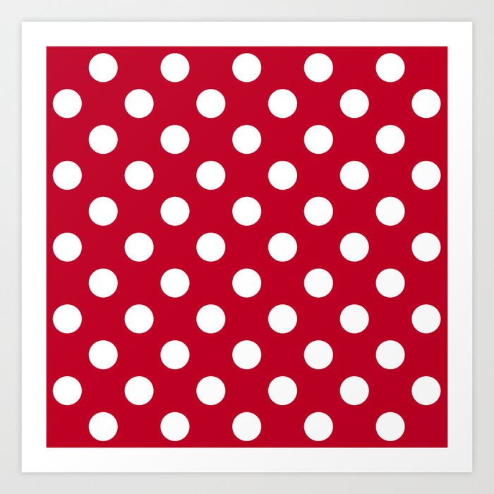 Red and Polka White Dots Art Print