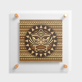 Ethnic symbol-mask of the Maori people - Tiki on seamless pattern. Thunder-like is symbol of God. Sacrad tribal sign in the Polenesian style. Floating Acrylic Print