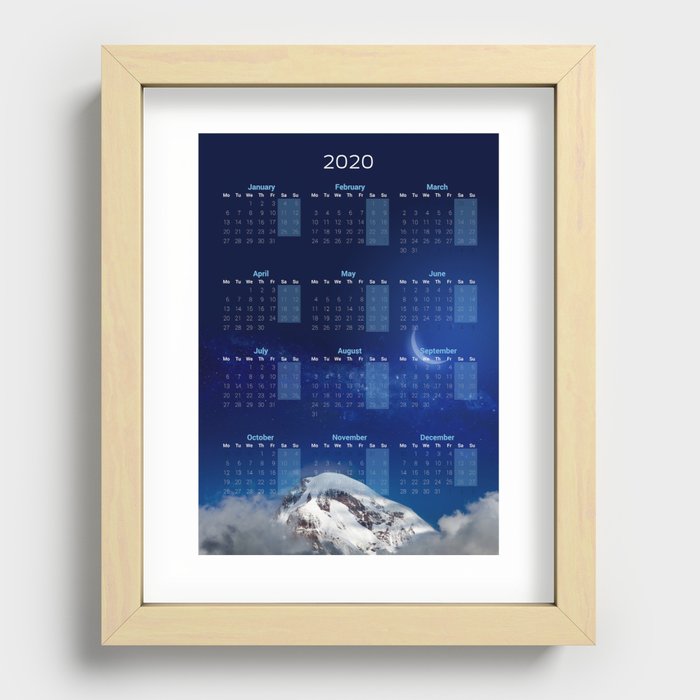 Calendar 2020 with Moon #3 Recessed Framed Print