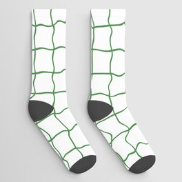 Green minimal geometrical liquid square pattern Socks