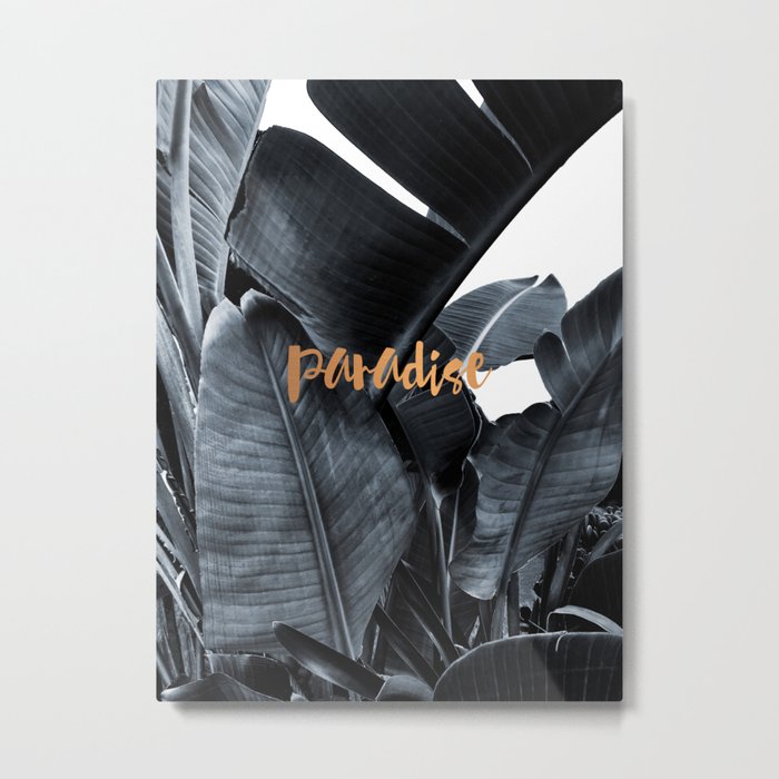 Tropical paradise - charcoal copper Metal Print