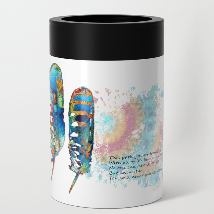 The Path Colorful Feather Art For Comfort  Can Cooler
