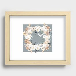 Neutral Floral with Dove Recessed Framed Print