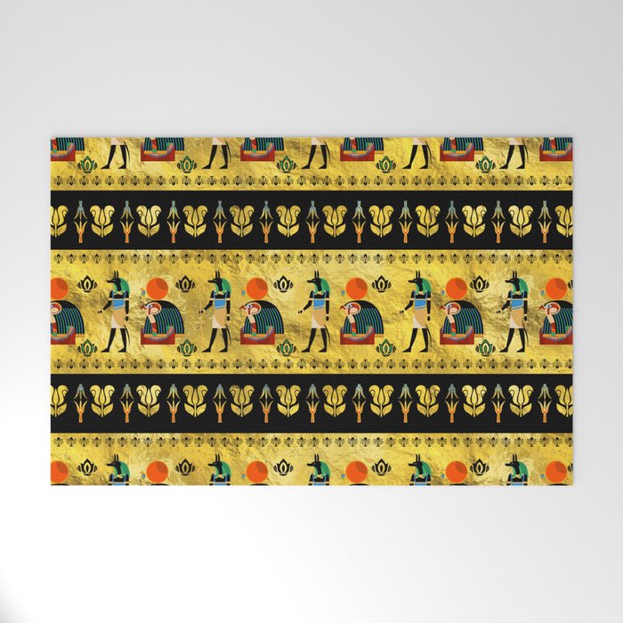 Egyptian  Ornament Symbols Pattern Welcome Mat
