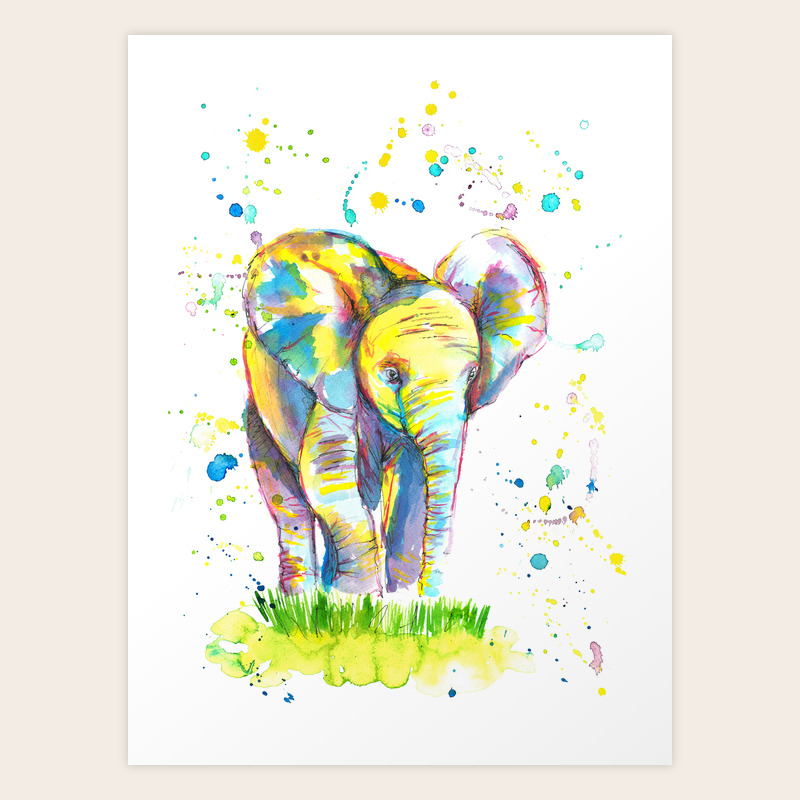 Baby Elephant Watercolor Painting Print Art Print By