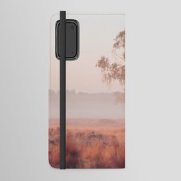 Foggy sunrise on the heath | Nature Android Wallet Case