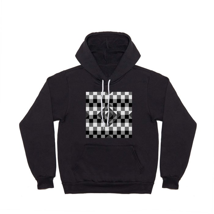 Black and white gingham checked ornament Hoody