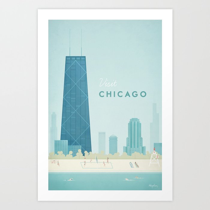  Vintage Chicago Travel Poster Art Print