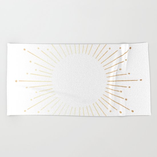 Sunburst Gold Copper Bronze on White Beach Towel