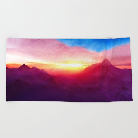 pastel mountain Beach Towel