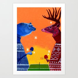 Bear Vs. Deer - Version 2 Art Print