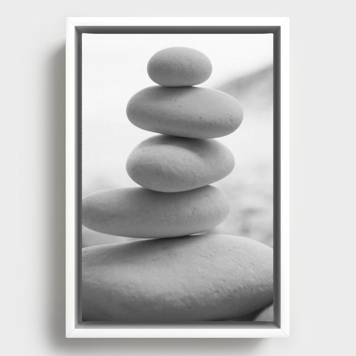 Zen beach rocks print, balancing rocks, mnimalist Beach decor, wall art Framed Canvas