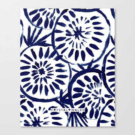 Painted Medallions Navy Canvas Print