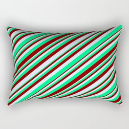 [ Thumbnail: Green, Maroon & Lavender Colored Striped/Lined Pattern Rectangular Pillow ]