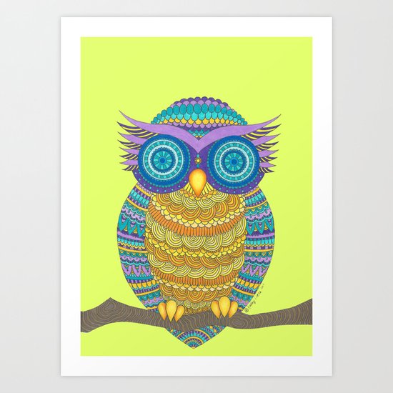 Henna Owl Art Print