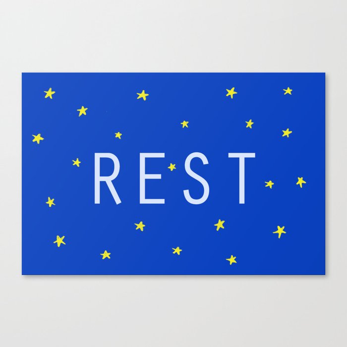 Rest (Text and Graphic Art, Stars Background) Canvas Print