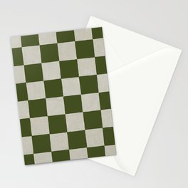 checkerboard hand-painted-olive Stationery Cards