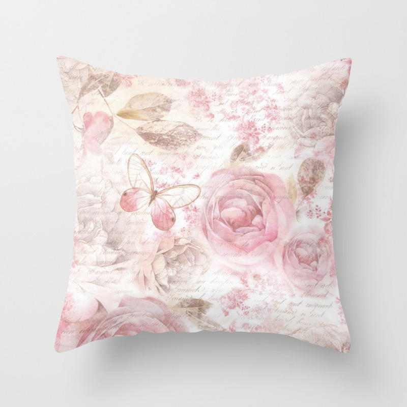Vintage Pastel Pink Brown Butterfly Floral Typography Throw Pillow By Pink Water Society6