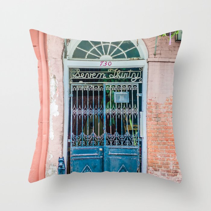 French Quarter Door New Orleans Throw Pillow