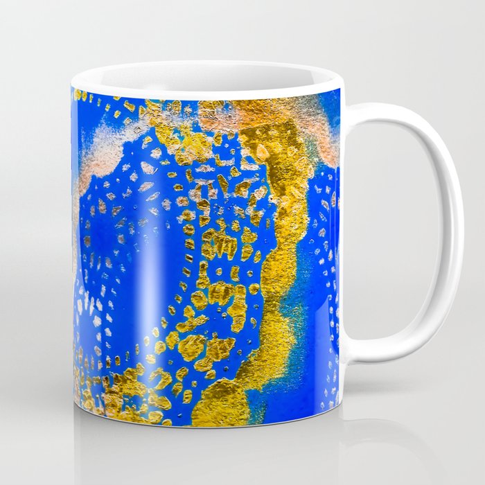 Royal Blue and Gold Abstract Lace Design Coffee Mug