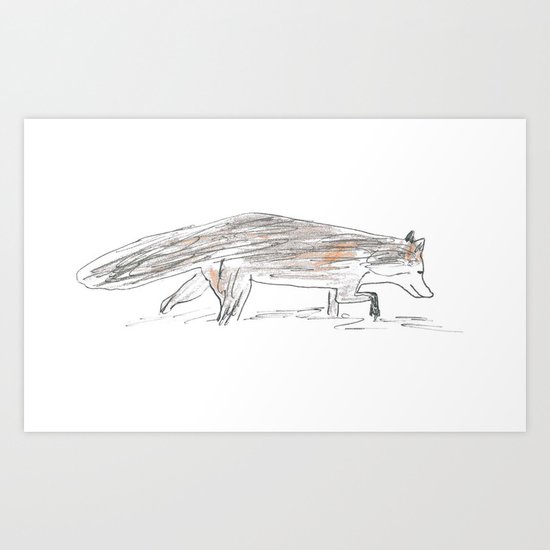 Winter fox in the snow Art Print